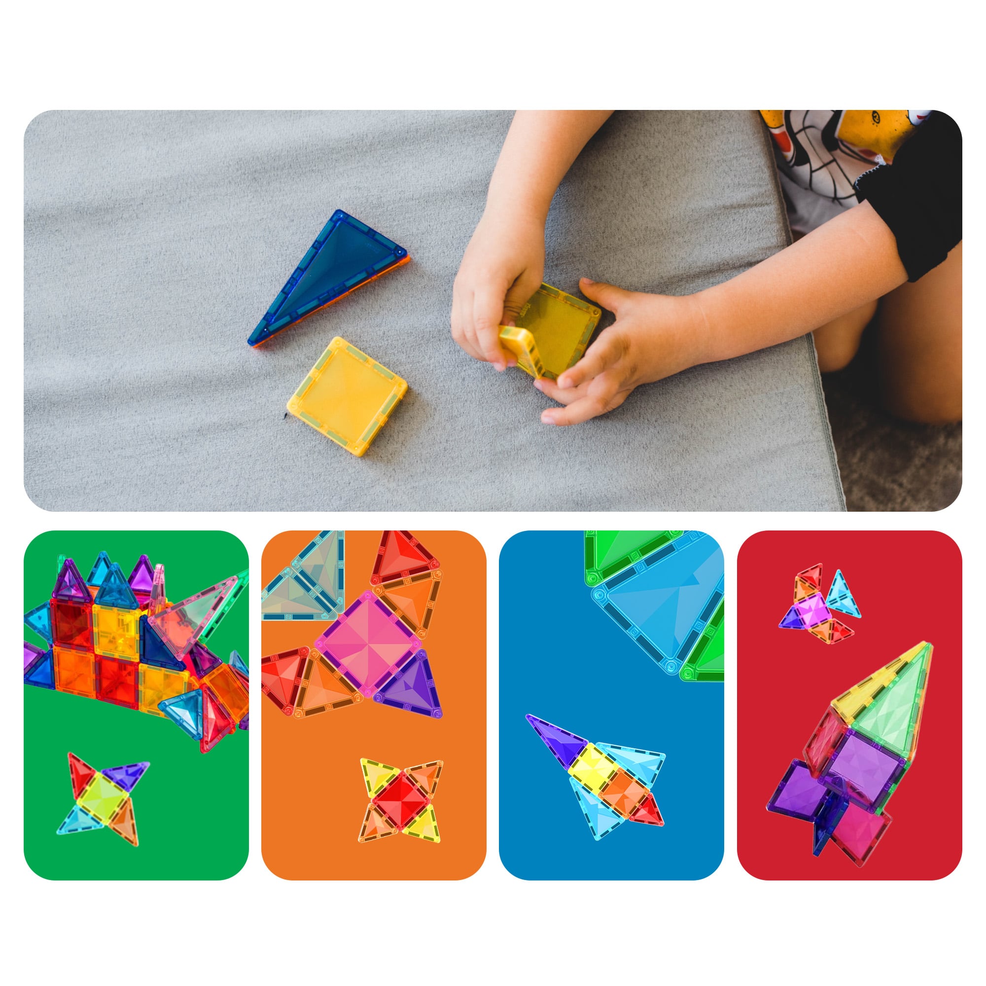 PicassoTiles® 40-Piece Travel Size Building Block Tile Set